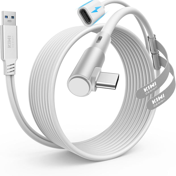 KIWI design Link Cable with Charging 16FT Compatible with Meta Quest 3S/3/2/Pro/Pico 4 Accessories and PC/SteamVR, USB 3.0 to USB C Link Cable with 5Gbps Super Speed for Extended Gameplay