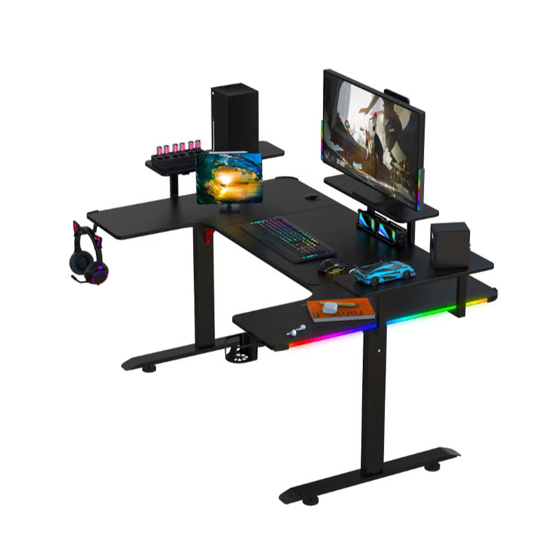 U8  U-Shaped RGB 160cm Gaming Desk with Cup & Headset Holder