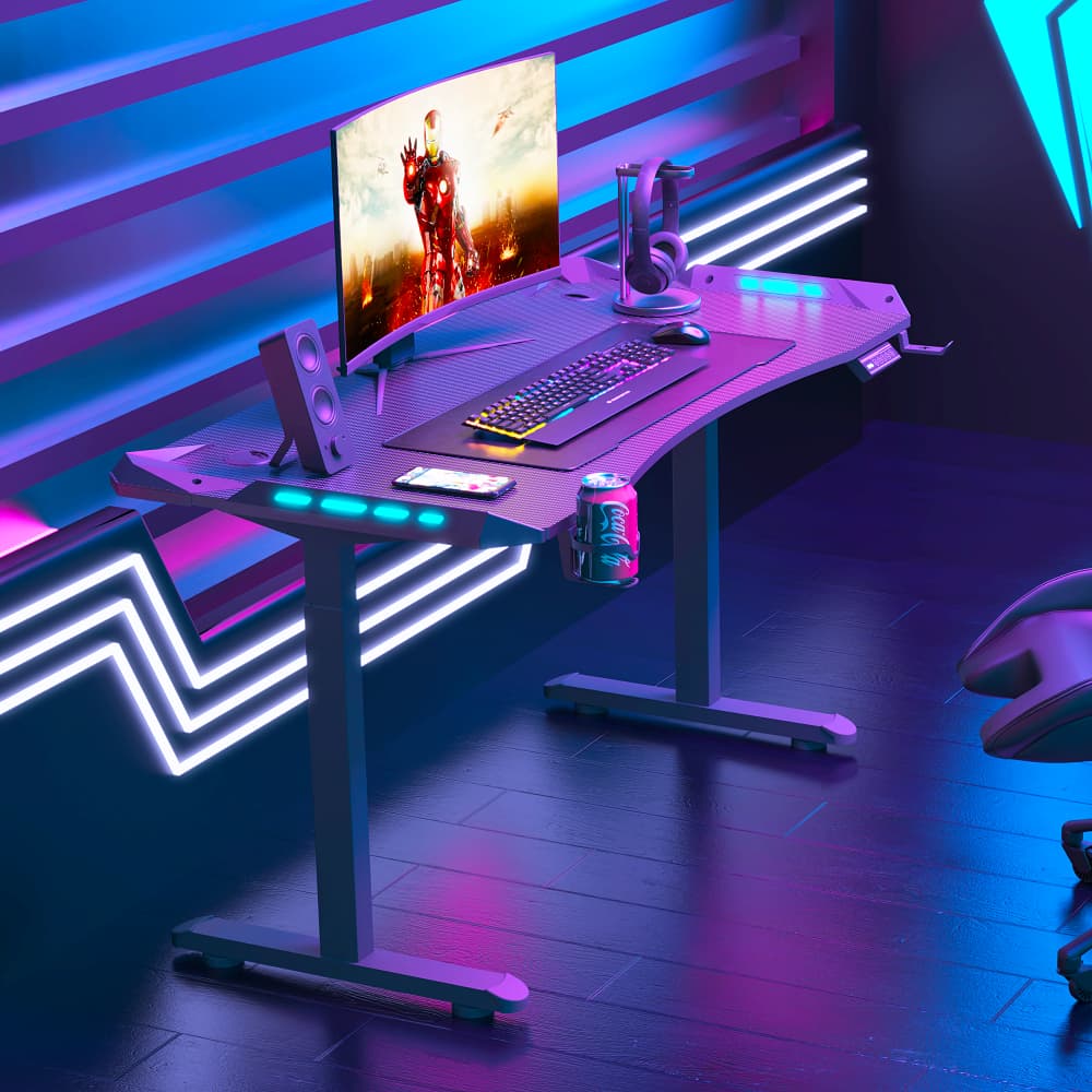 AY Ergonomic Electric Height Adjustable RGB Gaming Sit-Stand Desk