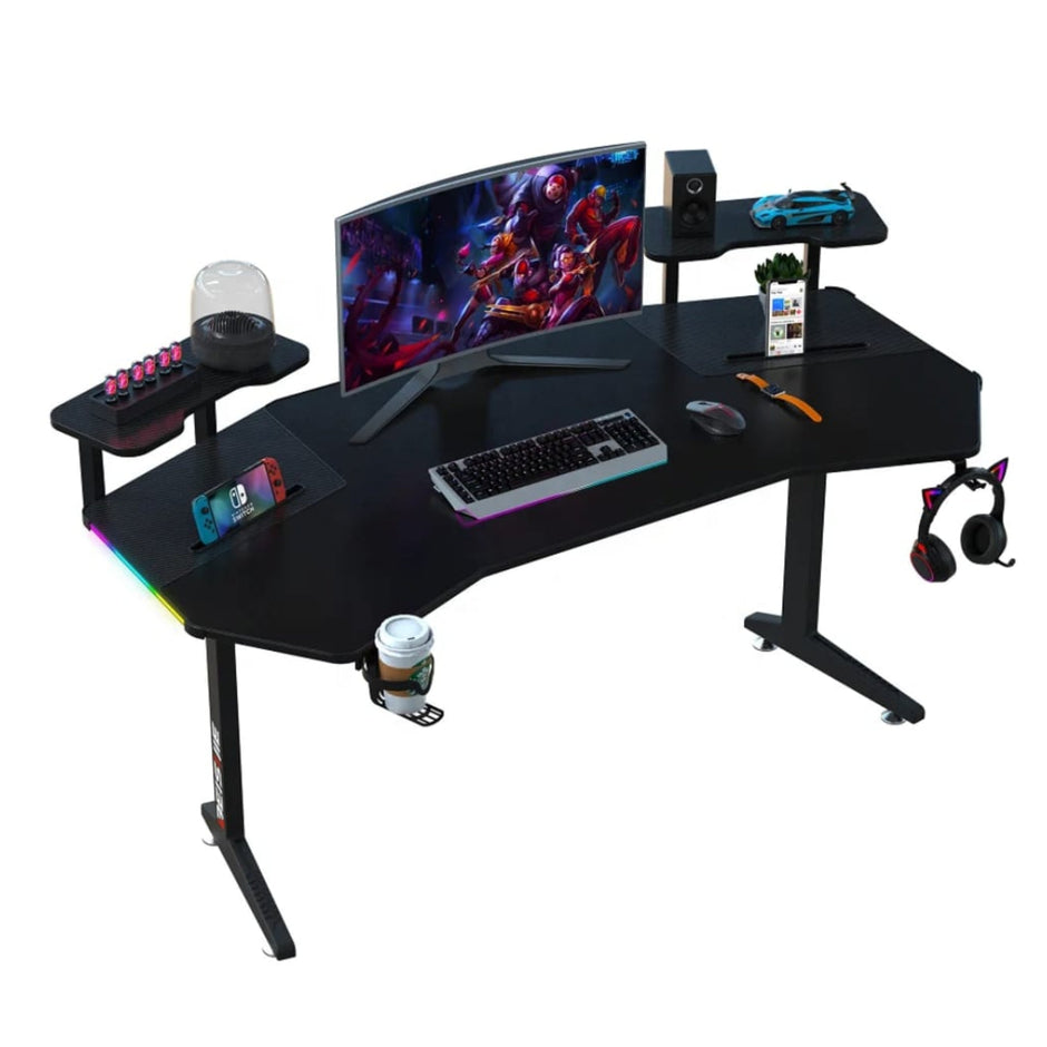 V7 Wing-Shaped RGB Gaming Desk - 160cm