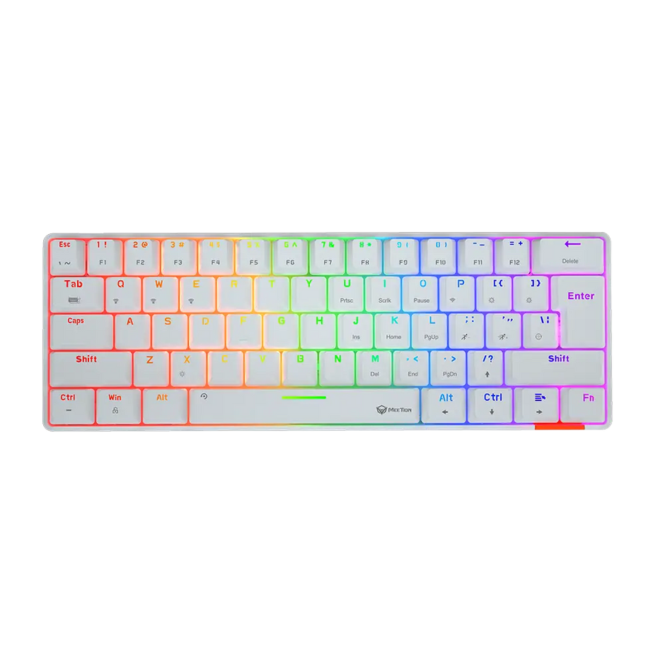 MeeTion MK005BT Dual Mode Wired/Bluetooth 60% Gaming Mechanical Keyboard - White