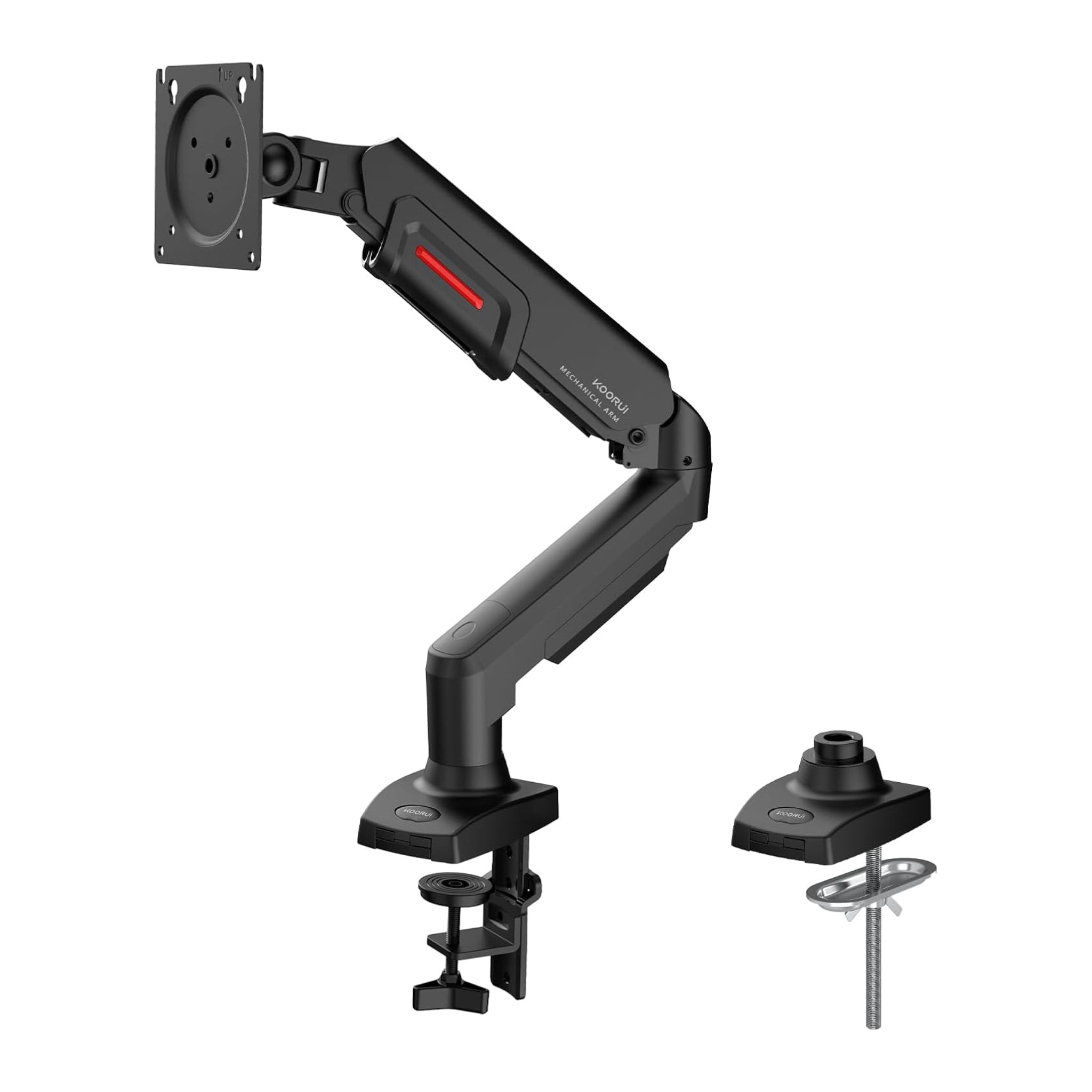KOORUI KR20Y Monitor Mount for Flat & Curved Monitors, VESA 75 & 100 mm Desk Mount, Adjustable Height  with Tilts, Swivels, Rotates, Increased Load Capacity of 2-9 kg