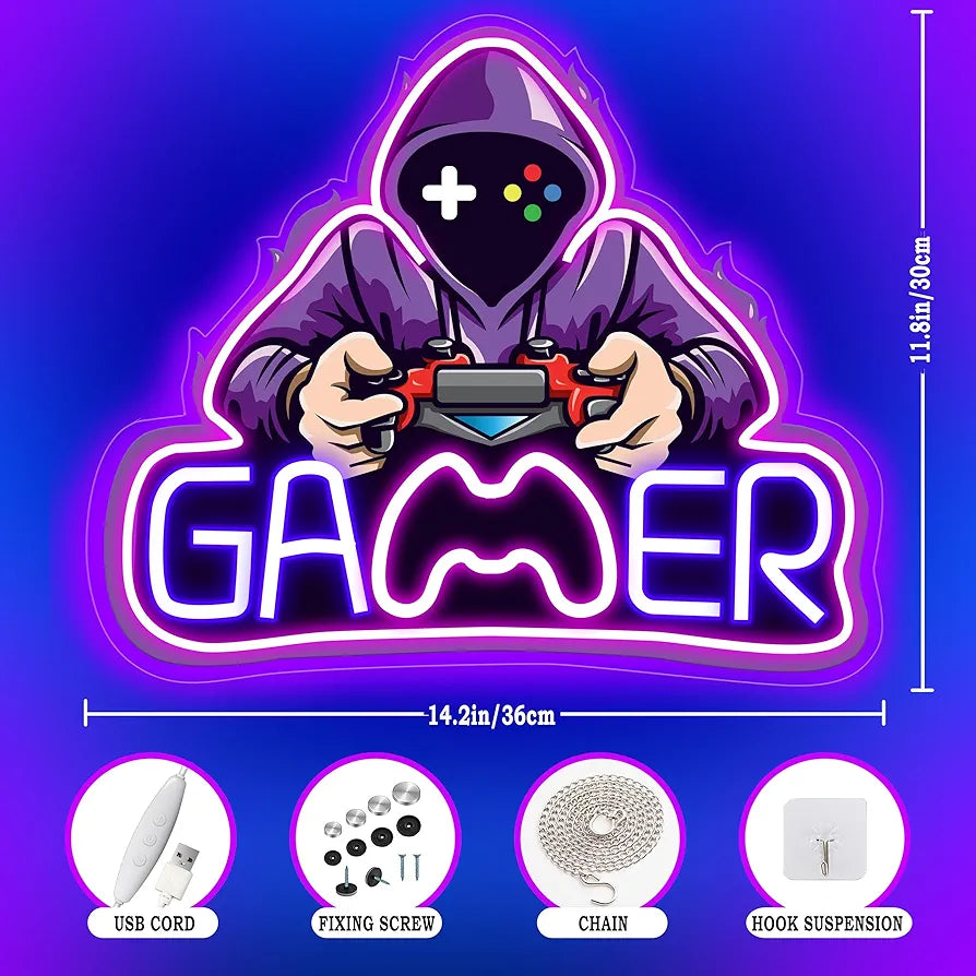 LED Light Neon Sign For Wall Decor 37×31 cm - Gamer