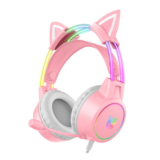 ONIKUMA X15 PRO Cat Ear Headphones, Double-Head Beam with Noise Cancelling Microphone RGB Gaming Headset