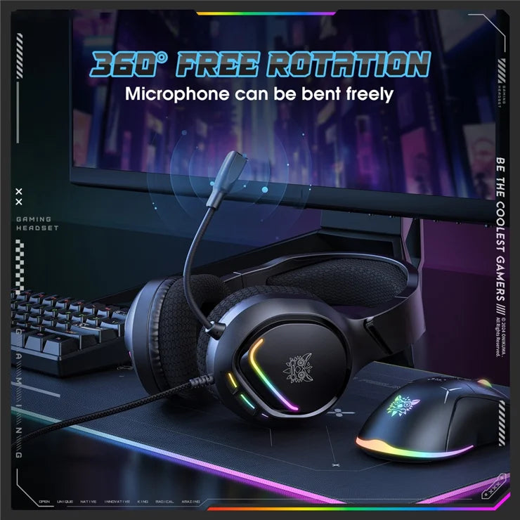 Onikuma X31 RGB Wired Gaming Headset with Noise Cancelling Microphone