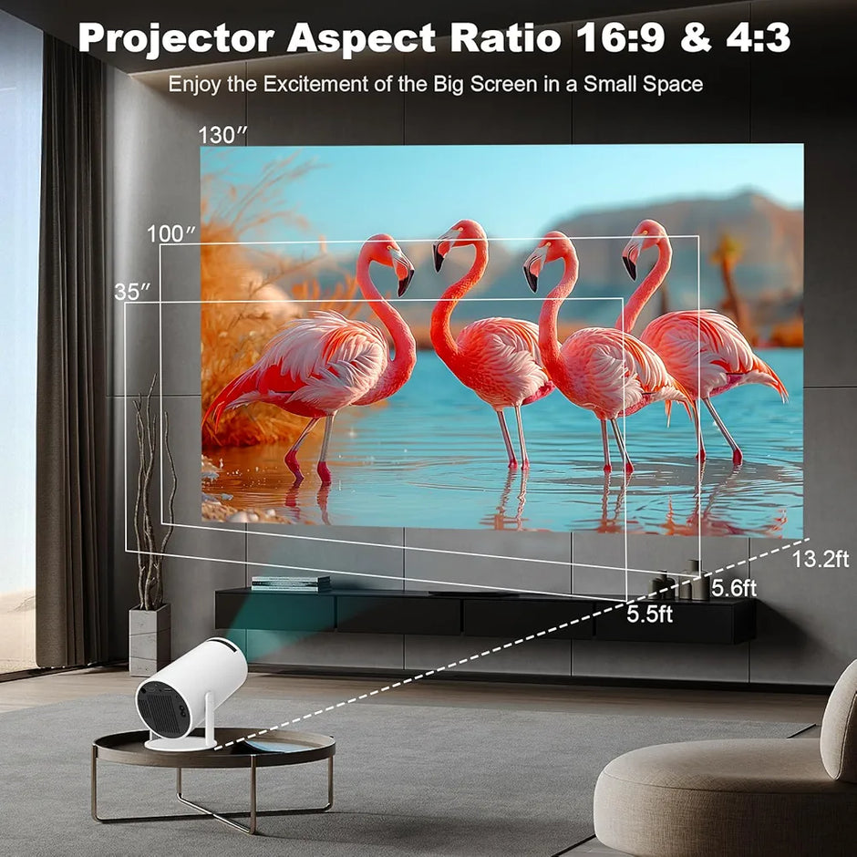 HY300 PRO Mini Portable Projector, Support 4K with Dual-Band WIFI6 5G Wireless 5.0 Bluetooth Android System