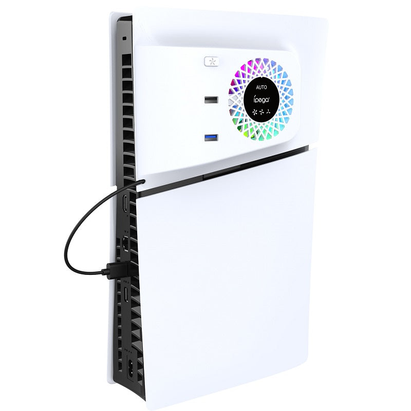PG-P5S019 RGB Cooling Fan with 2 USB Ports for PS5 Slim - Auto-Sensing Cooler