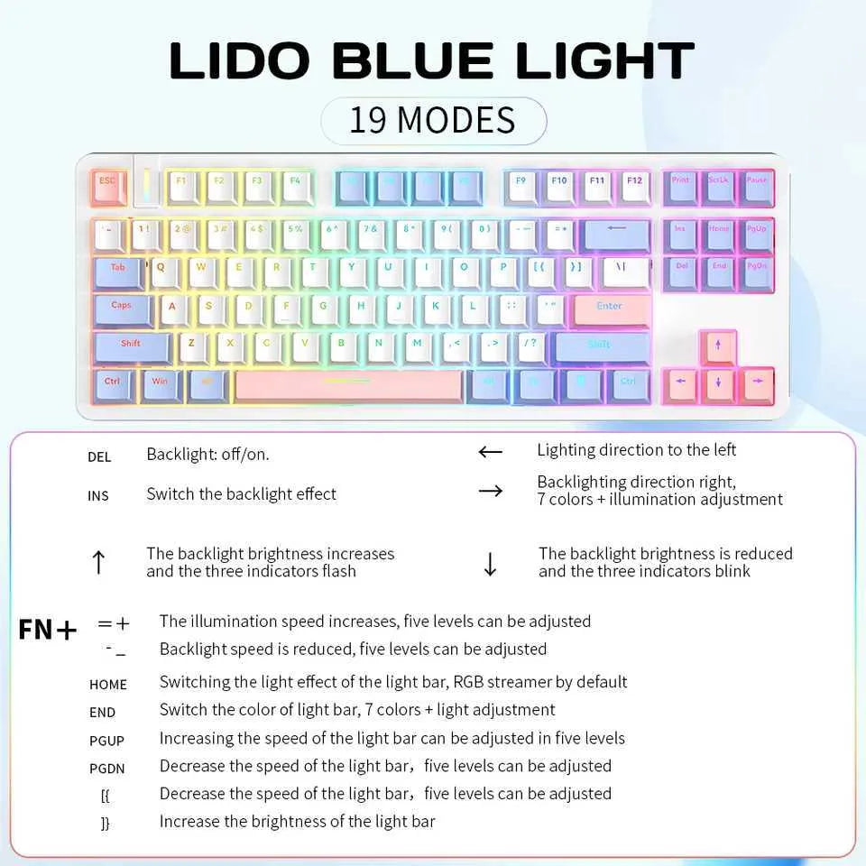 RYCUBE G87 87-Key Hot-Swap Mechanical Gaming Keyboard - Wired Gaming with Rainbow RGB Lighting - PBT Keycaps - Lite Gasket Design - Silver Switch