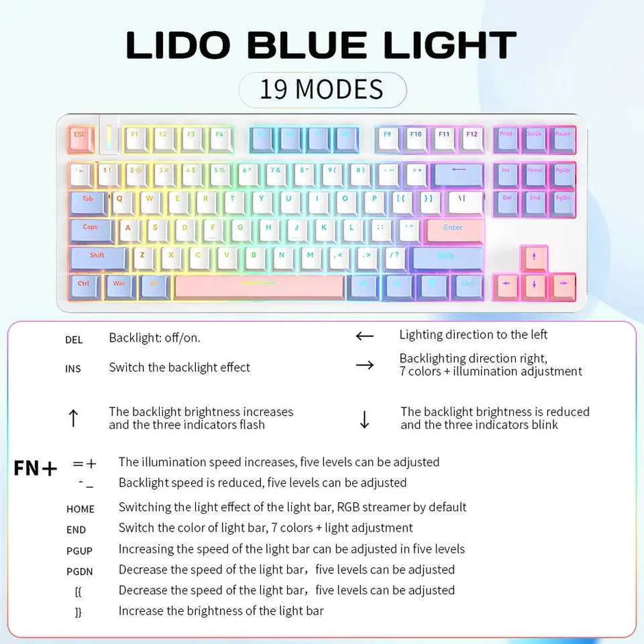 RYCUBE G87 87-Key Hot-Swap Mechanical Gaming Keyboard - Wired Gaming with Rainbow RGB Lighting - PBT Keycaps - Lite Gasket Design - Silver Switch