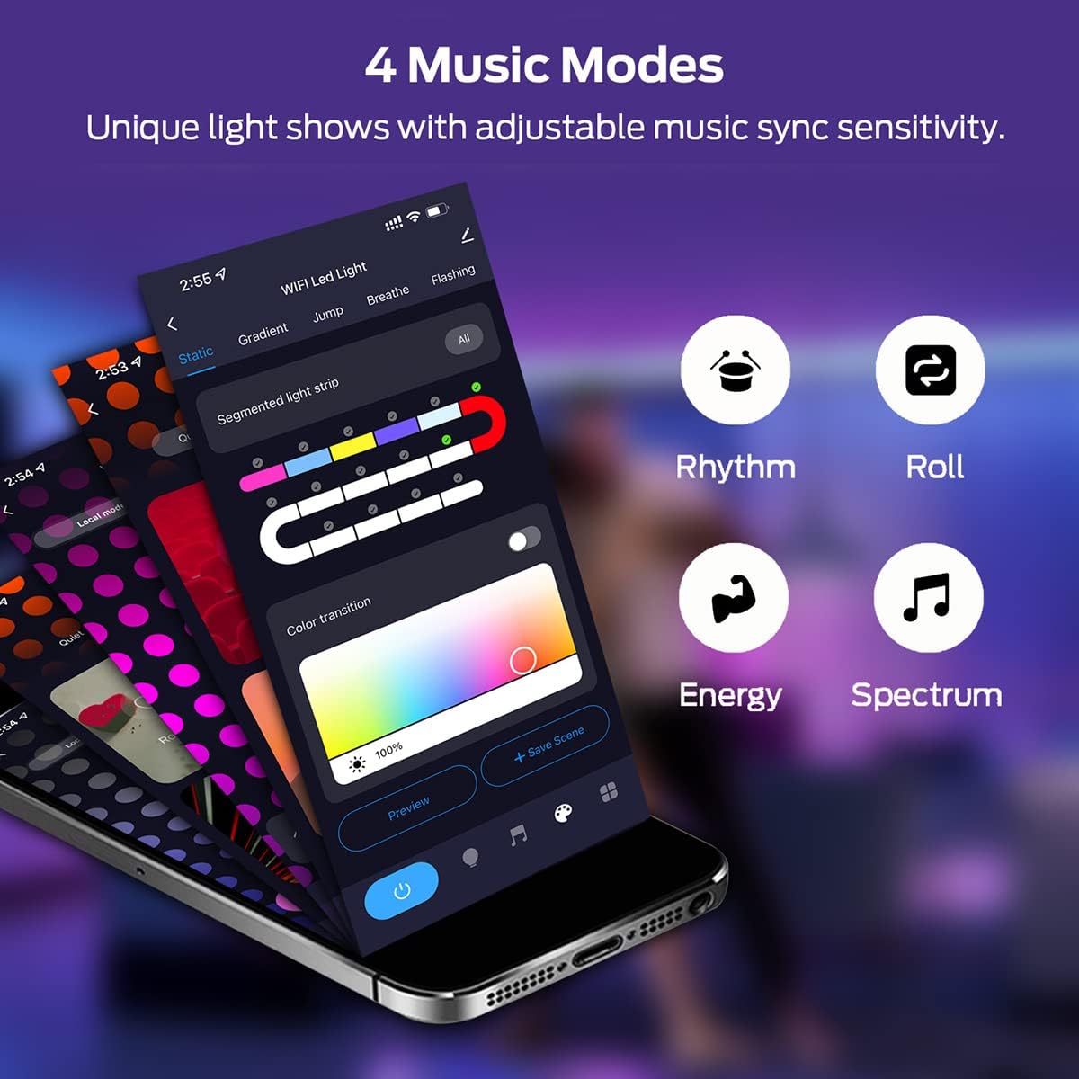 Hexagon Lights with Remote, RGB LED Wall Lights, Smart DIY App Control/ Music Sync for Game Room Decor - 6 pcs