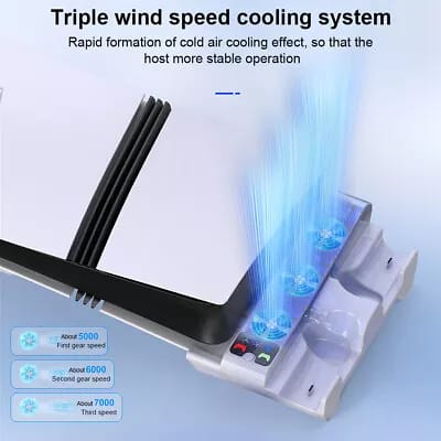 Horizontal Cooling Stand and Charging Station for PS5 Pro, & PS5 Slim Disc/Digital Edition