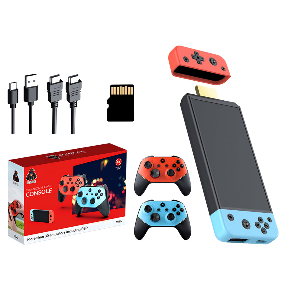 M66 Retro Game stick Console 4K Mini Arcade 64 GB with 30+ Emulator, 20000+GTA, Donkey Kong, Tekken etc.,