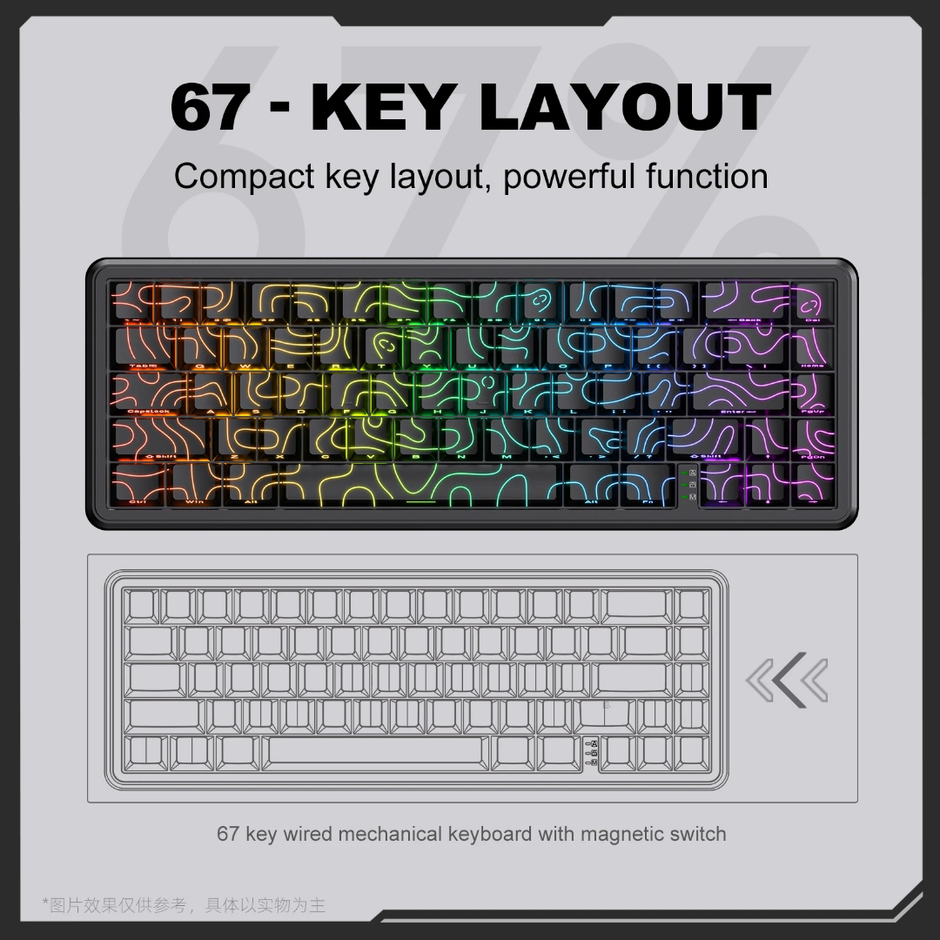 Onikuma G67 67-Key RGB Wired Hot-Swappable Mechanical Keyboard (Magnetic Switch)