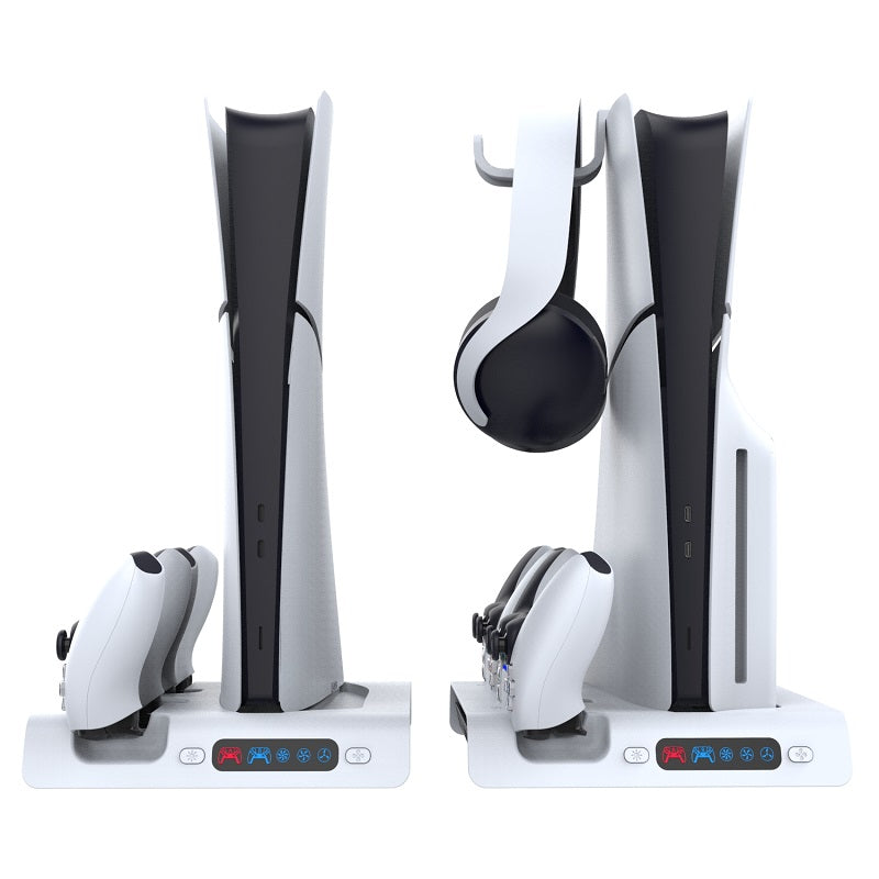 iPega  RGB Vertical Stand with Cooling Fan and Controller Charger For PS5 Slim & PS5 Pro - PG-P5S006