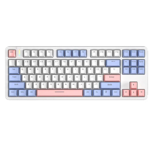 RYCUBE G87 87-Key Hot-Swap Mechanical Gaming Keyboard - Wired Gaming with Rainbow RGB Lighting - PBT Keycaps - Lite Gasket Design - Silver Switch