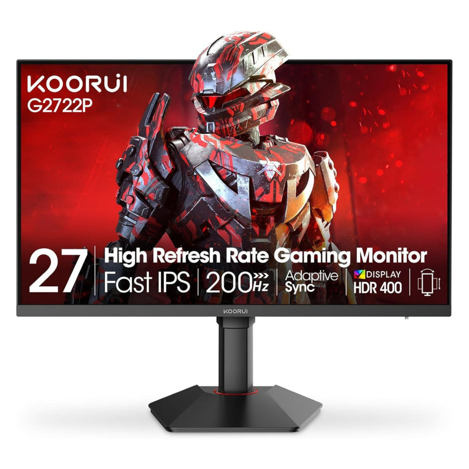 KOORUI G2722p 27 Inch 2K 200Hz QHD (2560 x 1440p) Fast IPS Screen, 1ms Response Time, HDR 400 Gaming Monitor