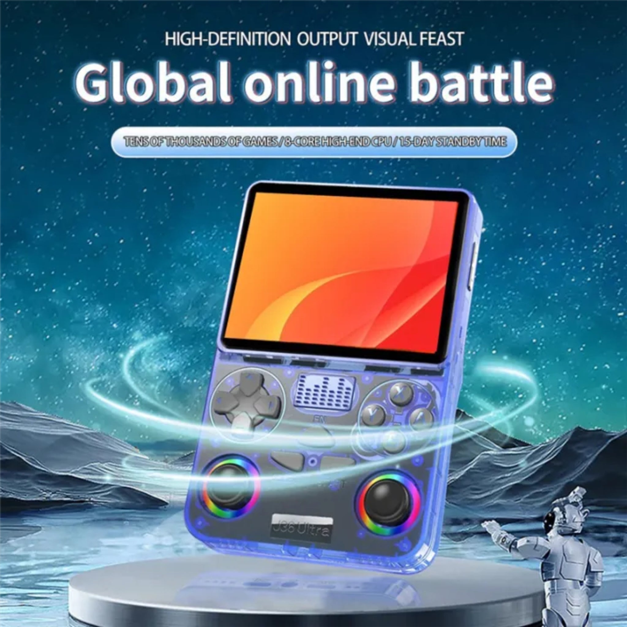 J36 Ultra Handheld Game Console 3.5 Inch IPS Screen 30,000+ Pre-loaded Games with Wifi