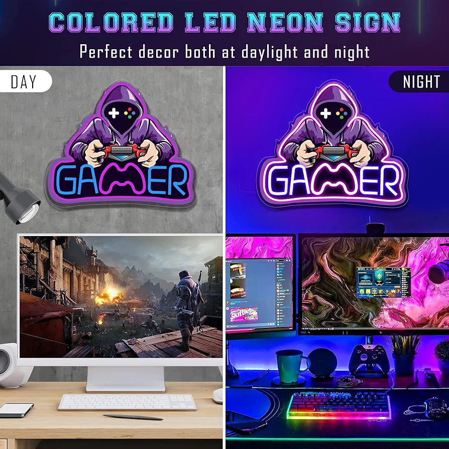 LED Light Neon Sign For Wall Decor 37×31 cm - Gamer