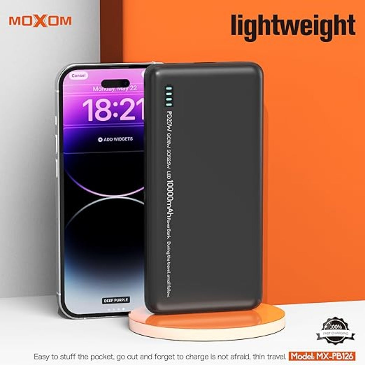MOXOM 10000mAh PD20W+QC18W+SCP22.5W Power Bank