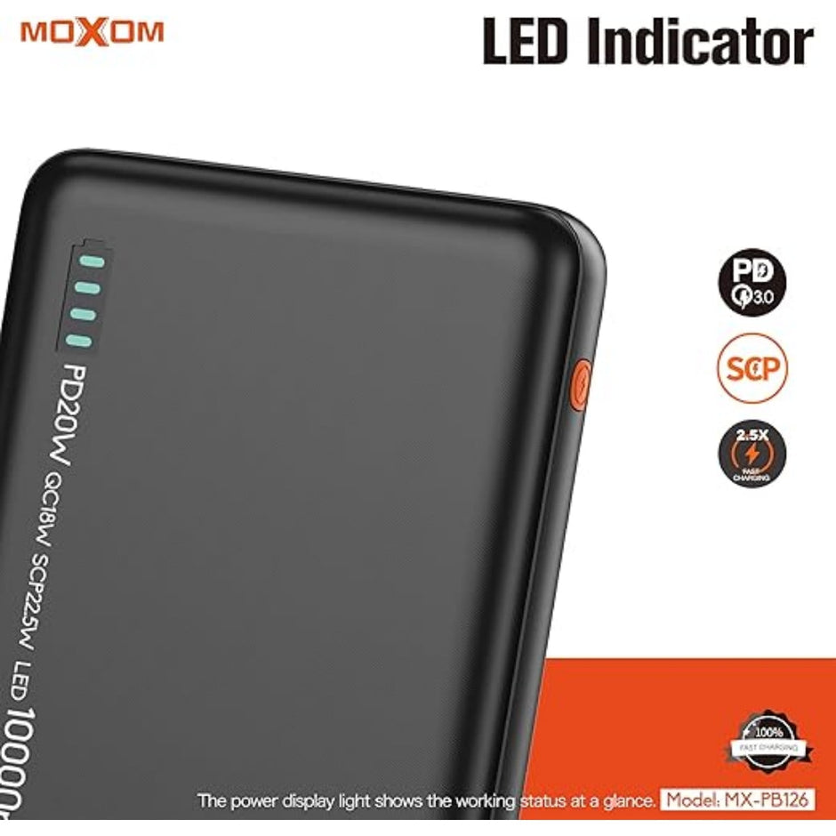MOXOM 10000mAh PD20W+QC18W+SCP22.5W Power Bank