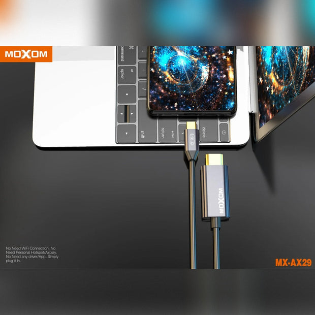 MOXOM 4K Full HD Display 1.8m Type-C to HDMI Cable for Monitor, Projector, Laptops, Mobiles and TV 4K HD