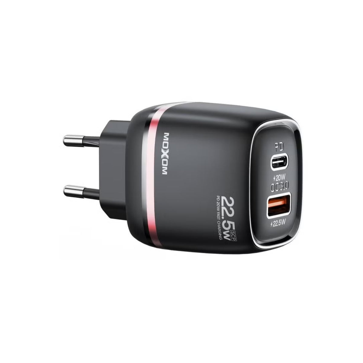 MOXOM PD Dual-Ports Fast Charger with PD Support - Black