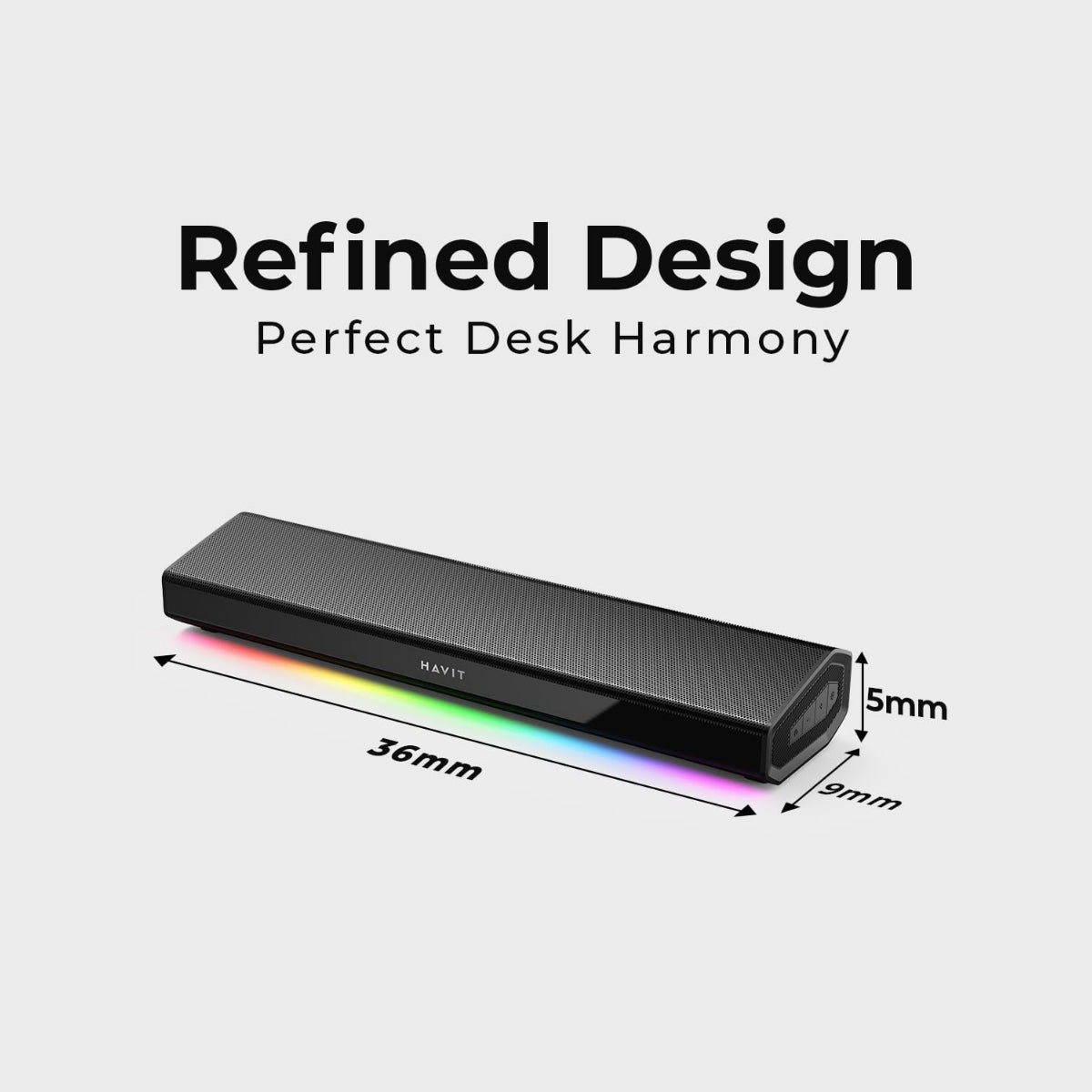 Havit SK770BT Gaming Speaker for Desktop PC, Bluetooth 5.3 Pc Soundbar with Dynamic LED Light, HiFi Stereo, Portable Bluetooth Speaker for PC, Laptop and Tablet