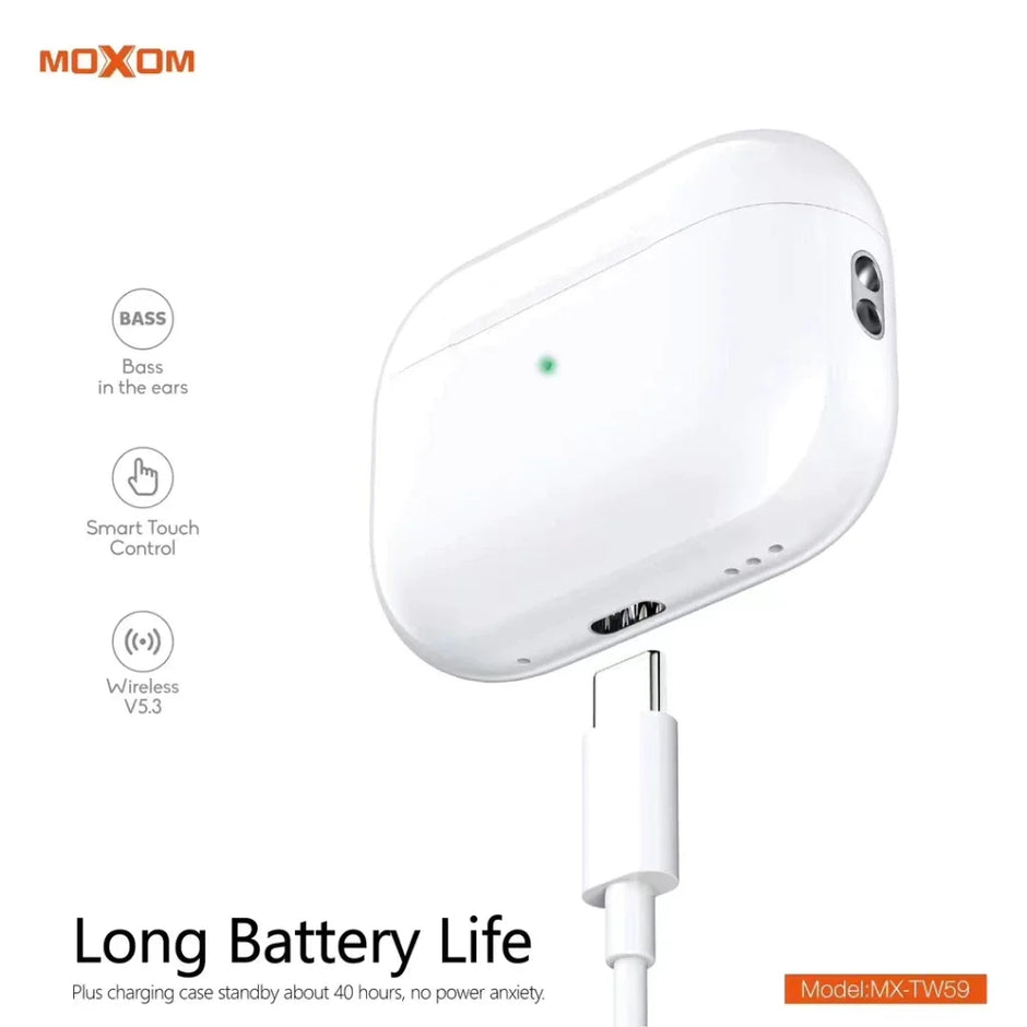 Moxom MX-TW59 TWS Hi-Fi wireless headphones, connected to Bluetooth 5.3, heavy bass, clear, comfortable to wear